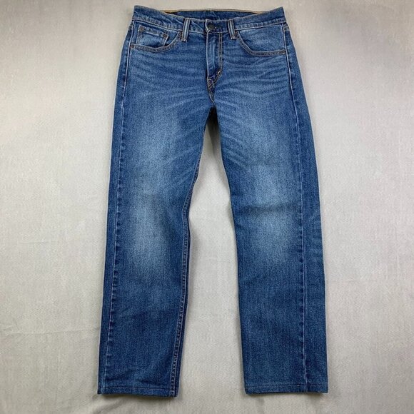 Levis Mens Pants 30 Blue Jeans 505 Regular Fit Medium Wash Strauss Denim 30x28 - Picture 1 of 10